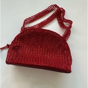 Vintage Red Beaded Night Mini Bag
